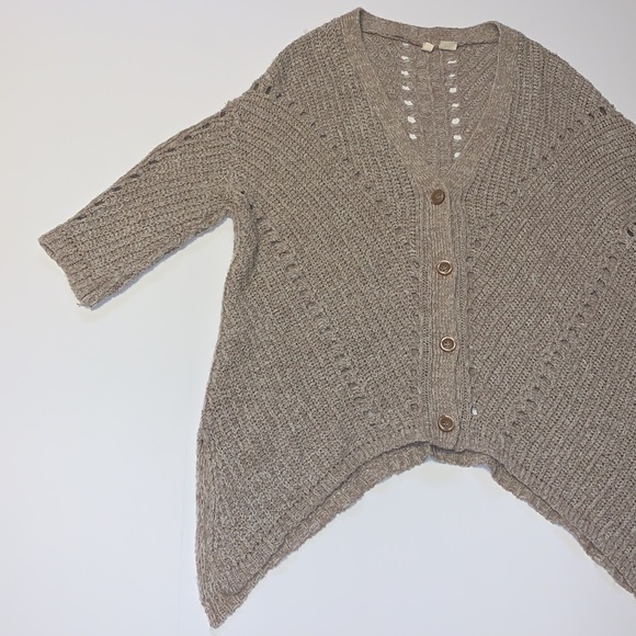 Anthropologie Moth Tan Knit High Low Cardigan - Women’s Size Small - Picture 4 of 8